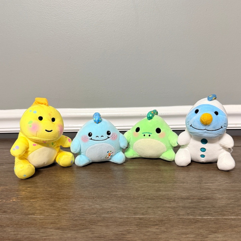 Moriah Elizabeth Plush Bundle Set of 4 Dinosaur Yeti Blue Green Yellow 6" Toy